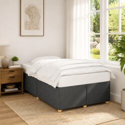 Grey Fabric Double Bed Frame with Slat Support