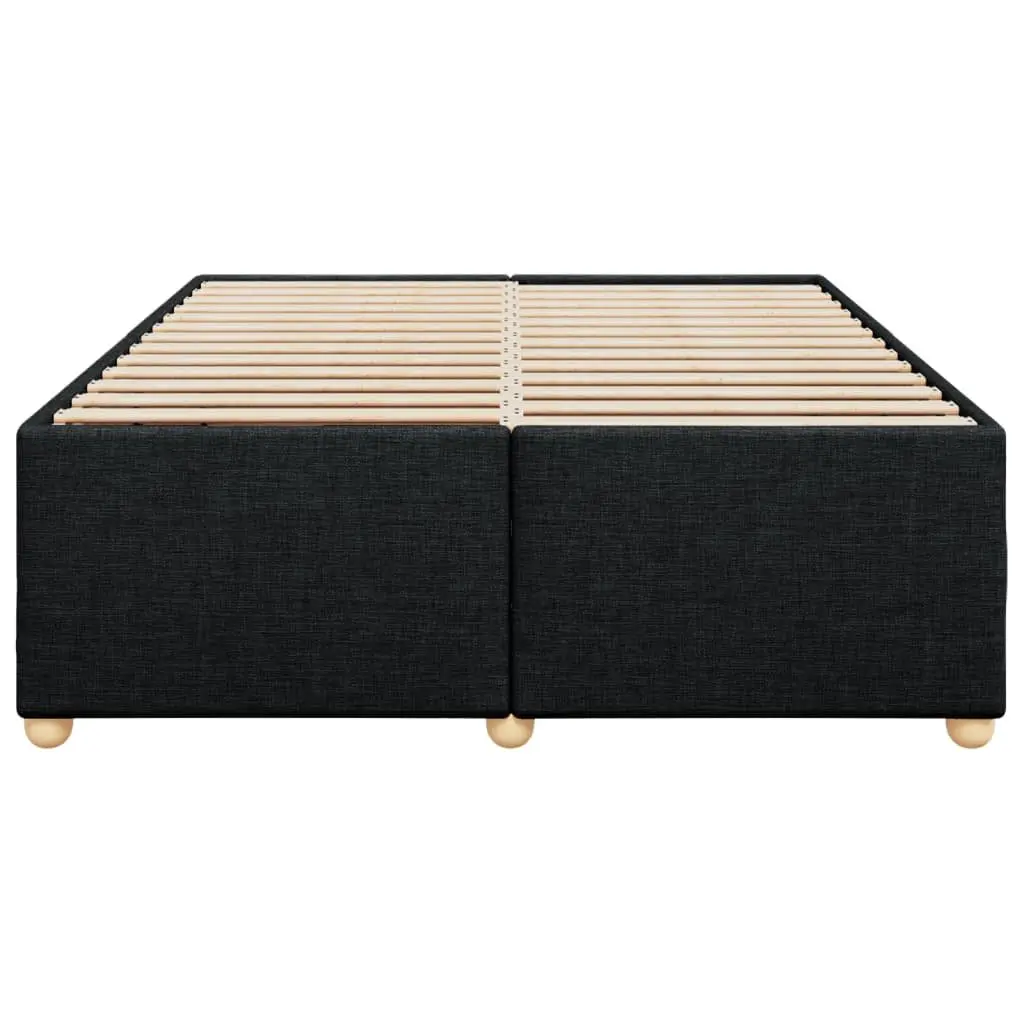 Queen Bed Frame Black Fabric Upholstered Platform Slatted Frame Wood