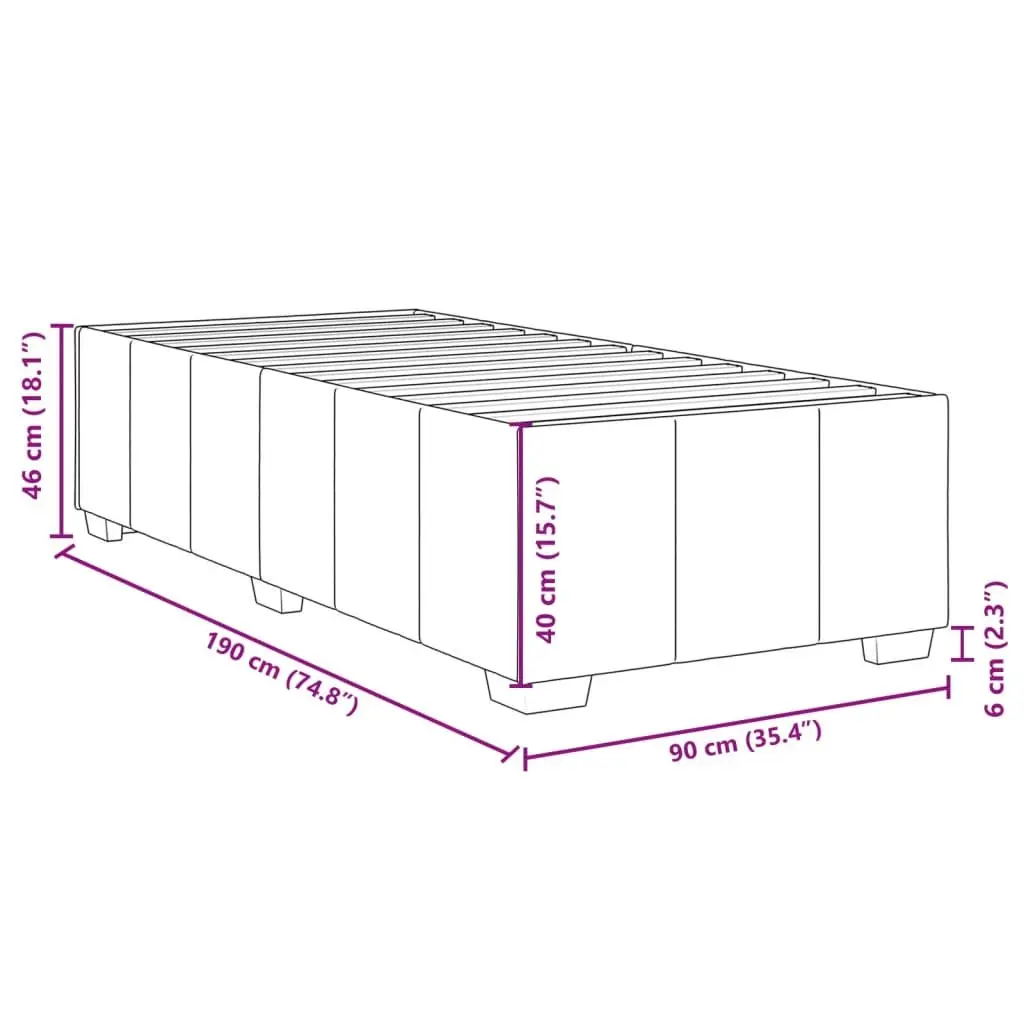 Bed Frame Grey Fabric 90x190 cm Bedroom Furniture Slats Support Without Mattress
