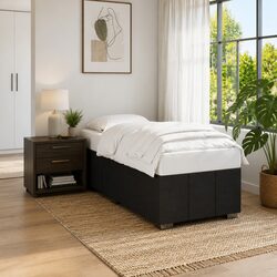 Black Fabric Bed Frame 90x190 cm for Cozy Bedrooms