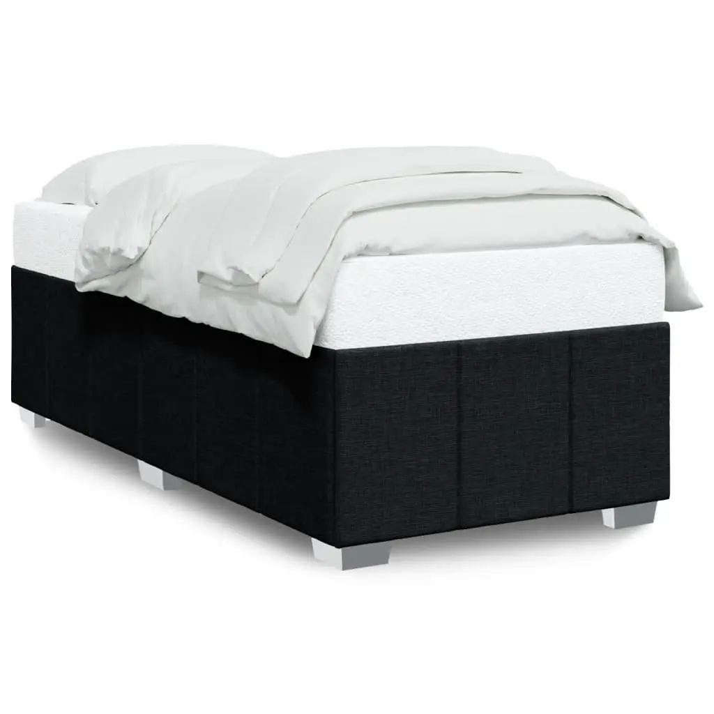 Bed Frame Black 90x190 cm Fabric Slatted Base Support