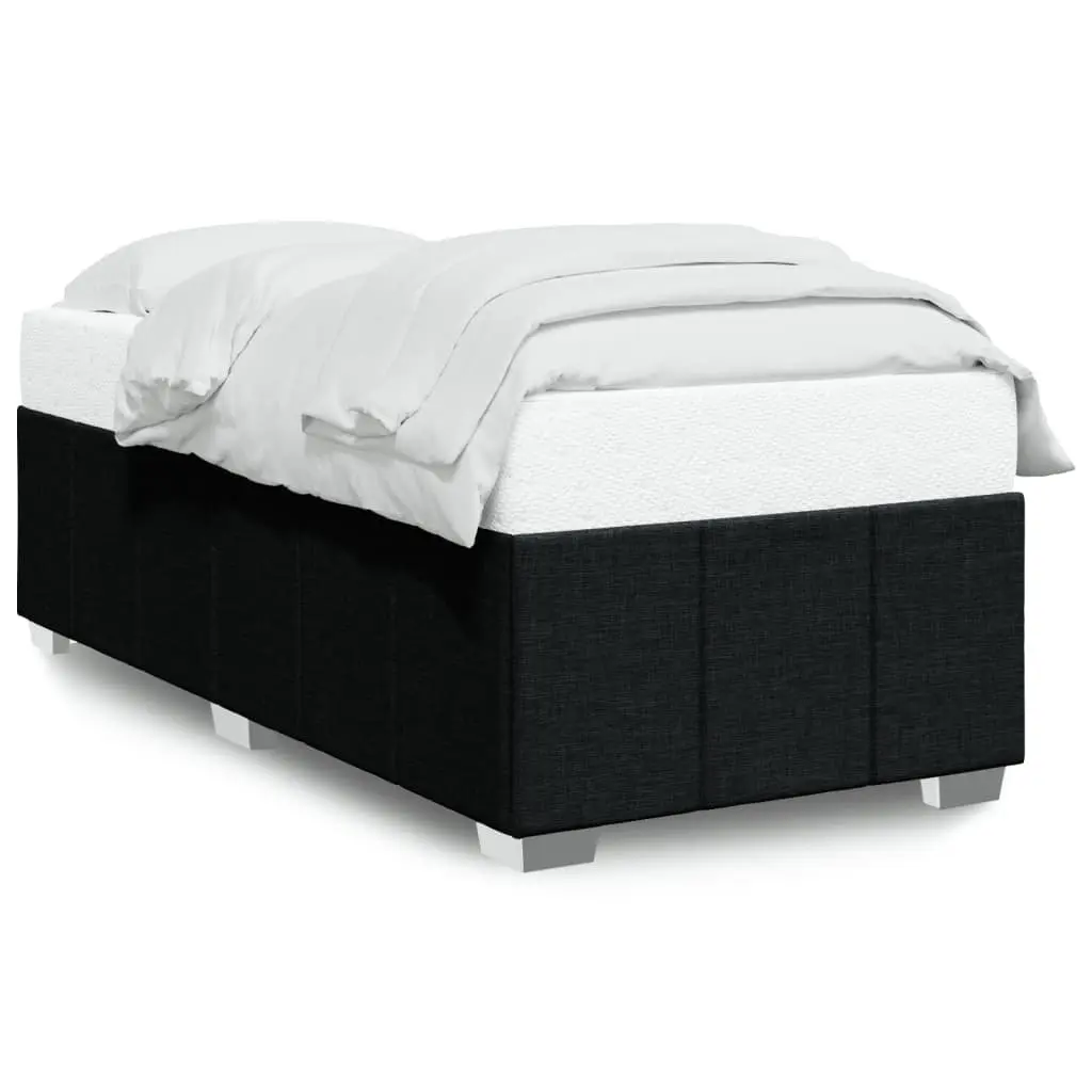 Bed Frame Black 90x190 cm Fabric Upholstered Slatted Base Bedroom Furniture