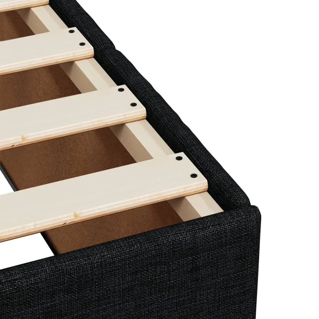 Bed Frame Black 90x190 cm Fabric Upholstered Slatted Base Bedroom Furniture