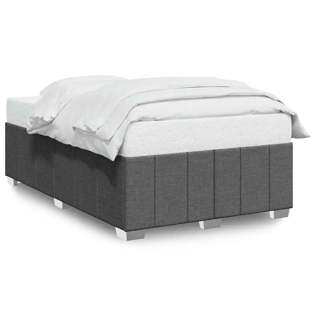 Double Bed Frame Grey Fabric Slats Support Bedroom Furniture No Mattress