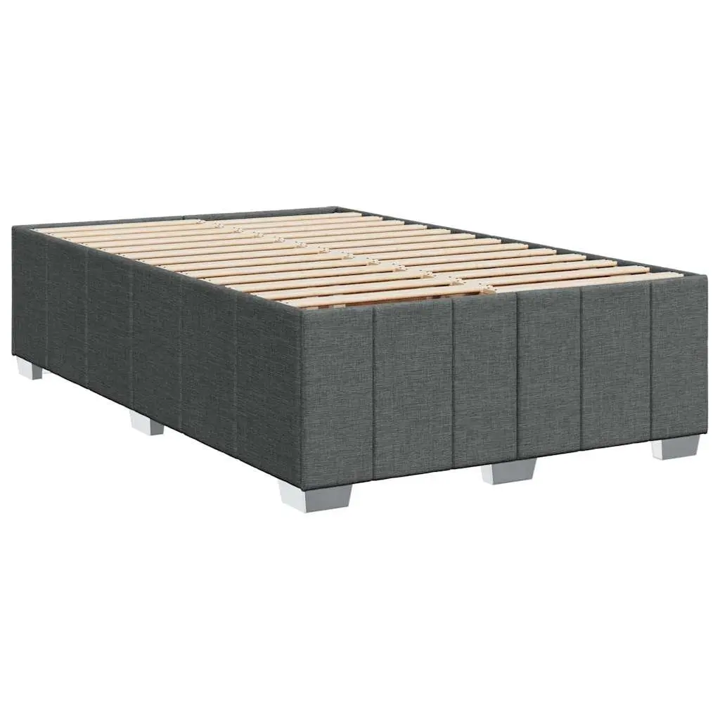 Double Bed Frame Grey Fabric Slats Support Bedroom Furniture No Mattress