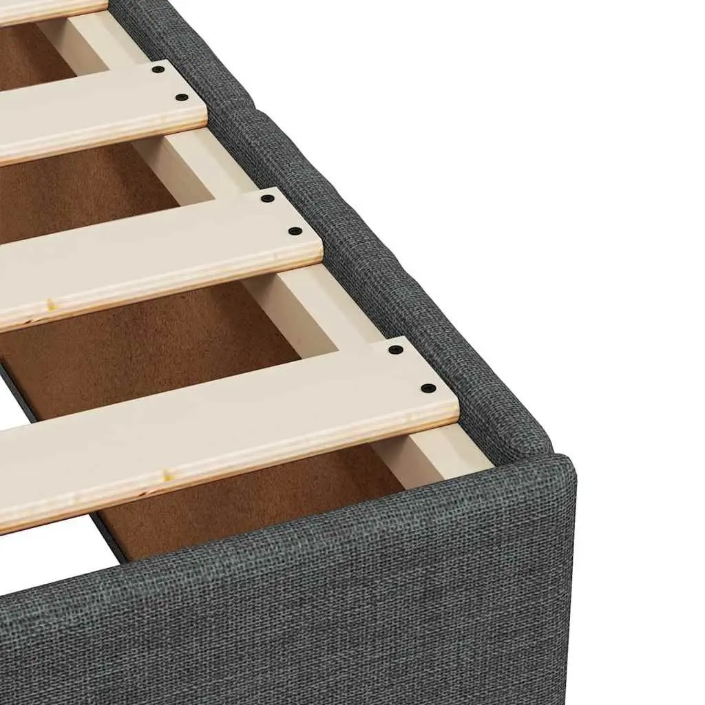 Double Bed Frame Grey Fabric Slats Support Bedroom Furniture No Mattress