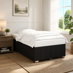 Black Fabric Upholstered Double Bed Frame for Cozy Sleep