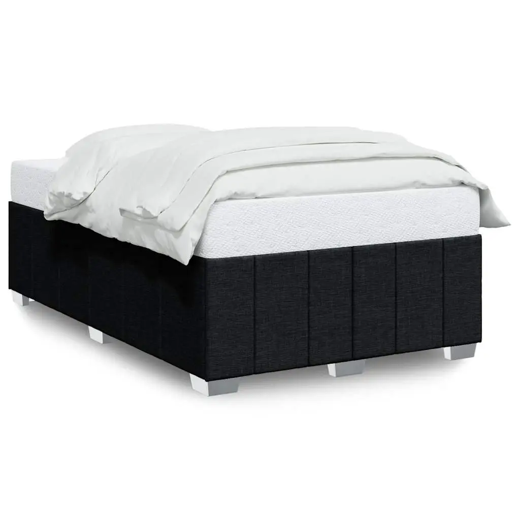Double Bed Frame Black Fabric Upholstered No Mattress Bedroom Slat Base Support