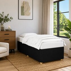 Black Fabric Upholstered Bed Frame 90x190 cm