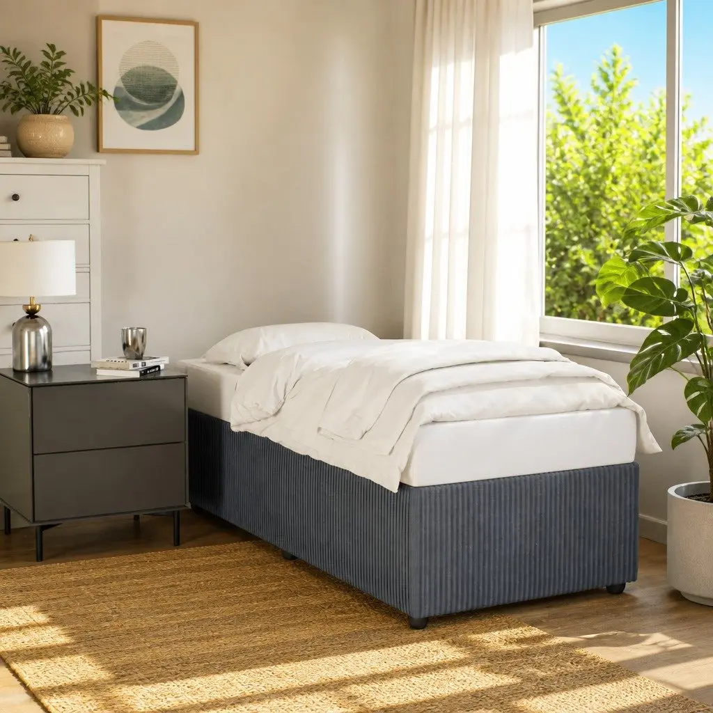 Grey Velvet Bed Frame 90x190 cm Slatted Base