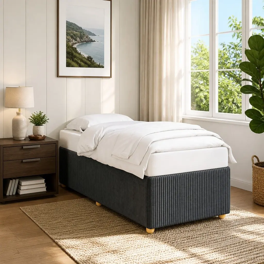 Bed Frame Grey Velvet 90x190 cm Slatted Base