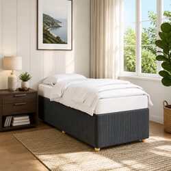 Grey Velvet Bed Frame 90x190 cm with Slatted Base