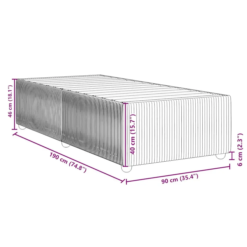 Bed Frame Grey Velvet 90x190 cm Slatted Base