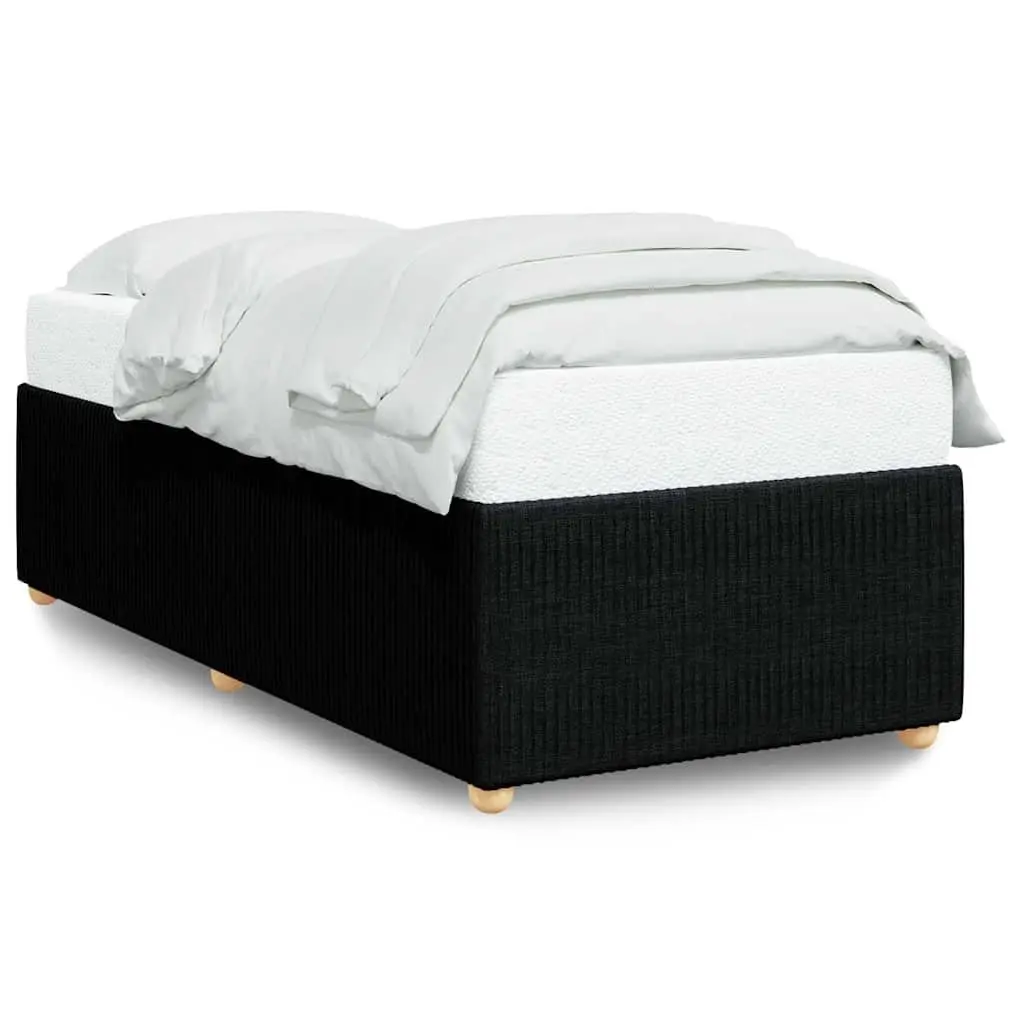Black Fabric Bed Frame 90x190 cm with Slats Support
