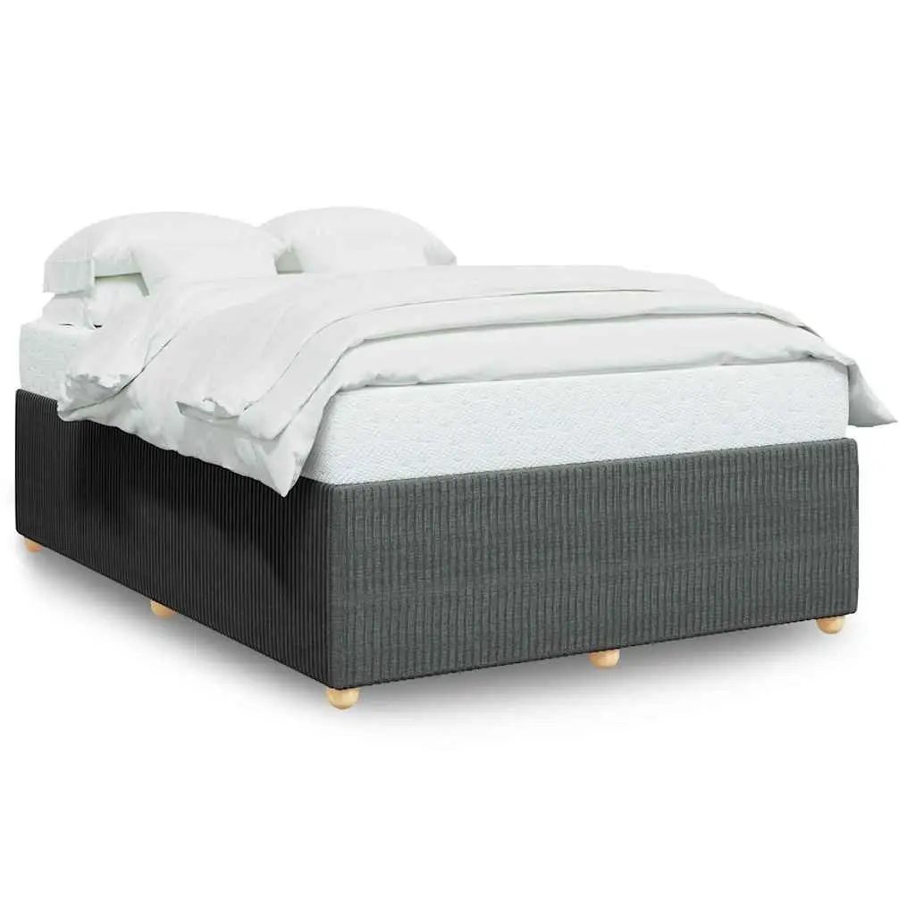 Double Bed Frame Grey Velvet Fabric Slats Support Bedroom Furniture