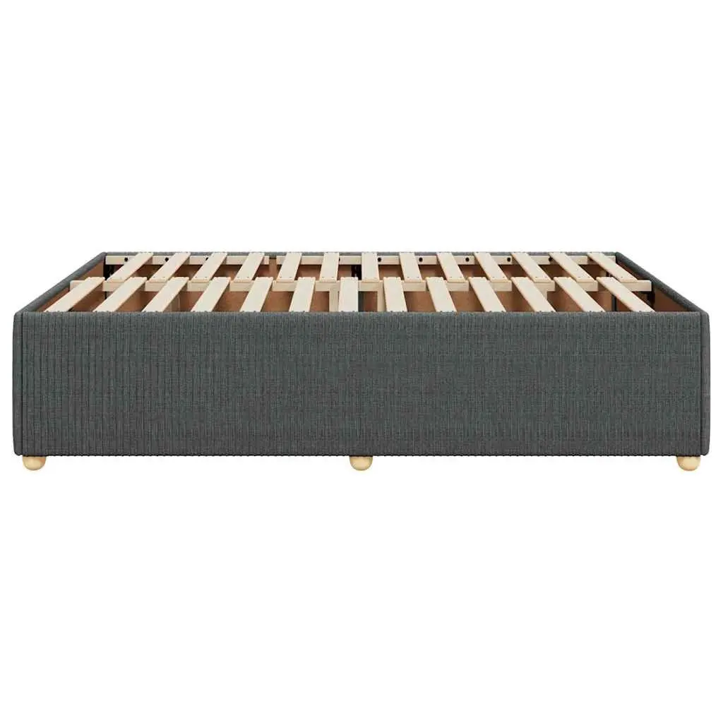 Double Bed Frame Grey Velvet Fabric Slats Support Bedroom Furniture