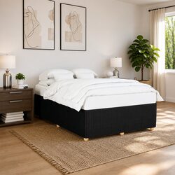 Black Velvet Double Bed Frame with Slats Support
