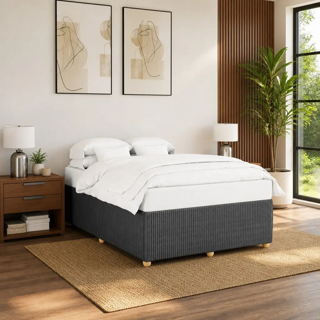 Grey Velvet Queen Bed Frame with Slat Support