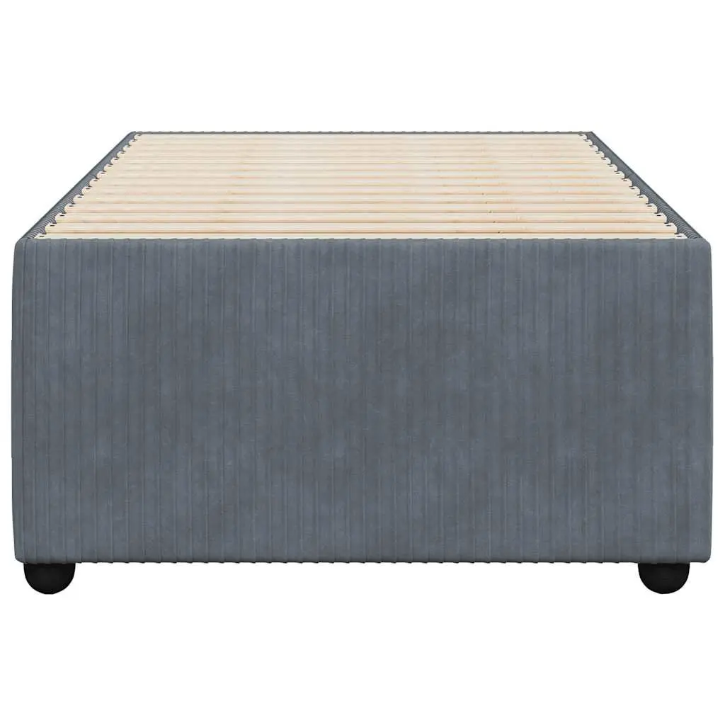 Grey Velvet Bed Frame 90x190 cm with Slats