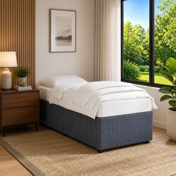 King Single Bed Frame in Dark Grey Velvet