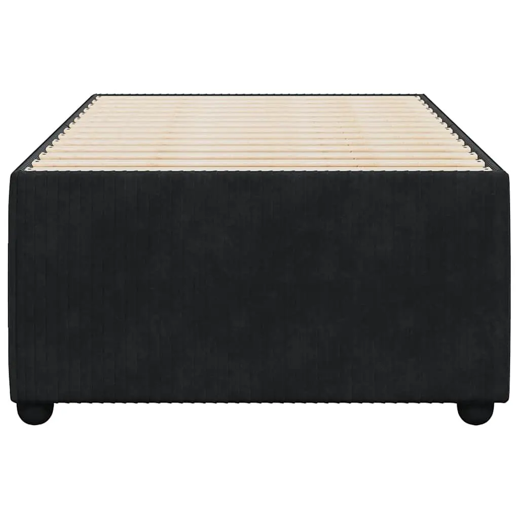 King Single Bed Frame Velvet Black Slat Support Sturdy Construction Bedroom Furniture