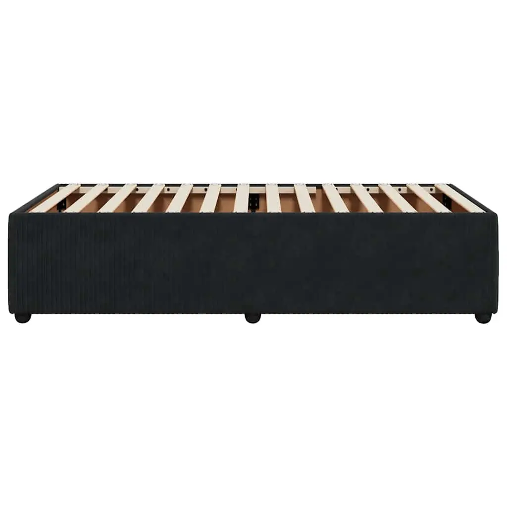 King Single Bed Frame Velvet Black Slat Support Sturdy Construction Bedroom Furniture