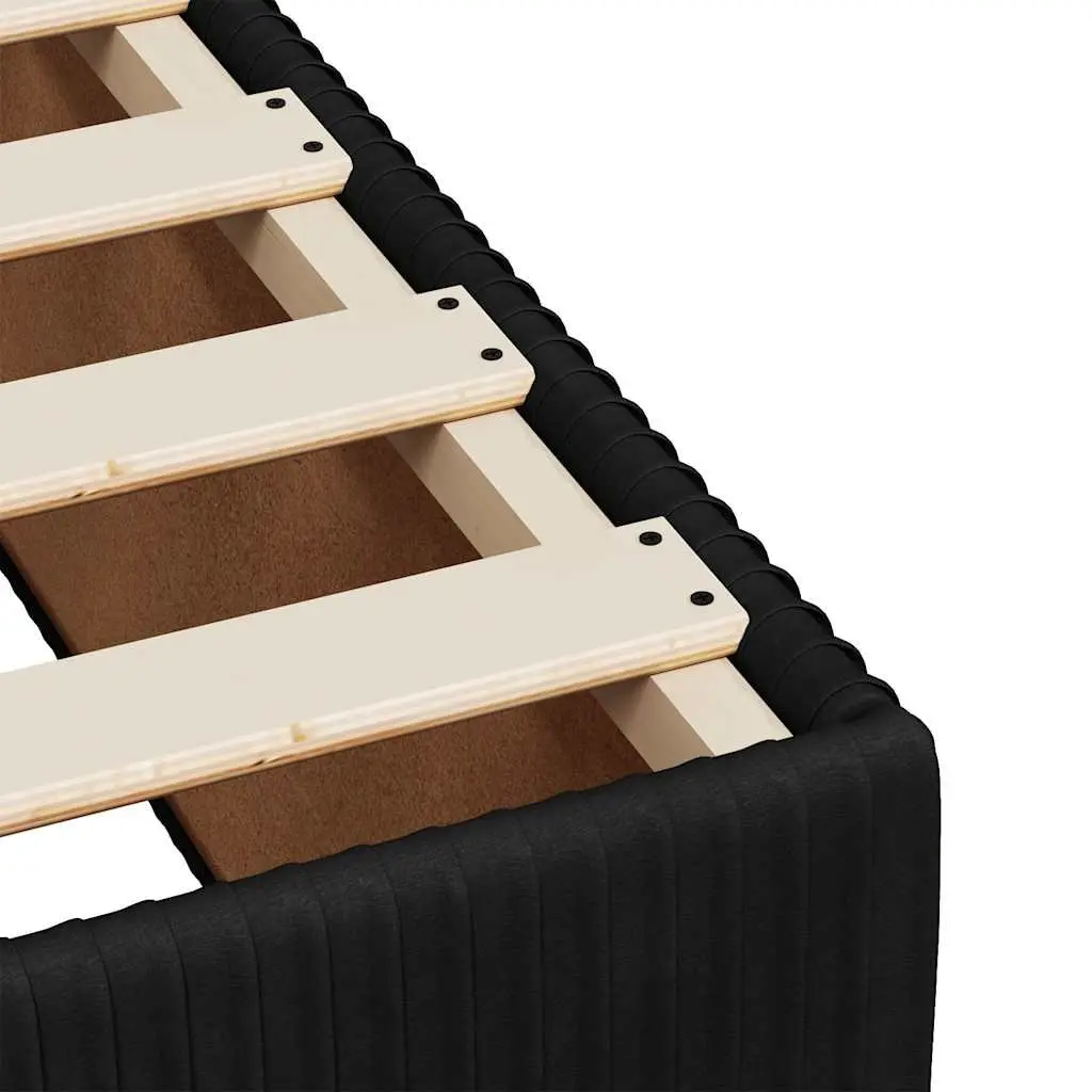 King Single Bed Frame Velvet Black Slat Support Sturdy Construction Bedroom Furniture