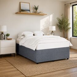 Grey Velvet Double Bed Frame with Slat Support