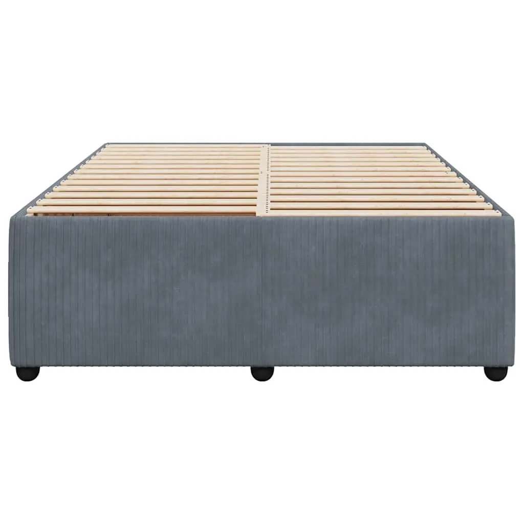 Grey Velvet Double Bed Frame with Slat Support