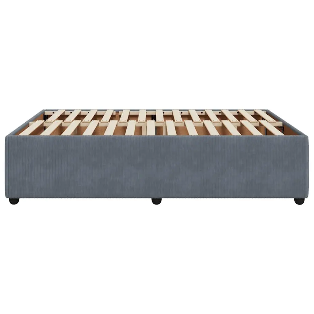 Grey Velvet Double Bed Frame with Slat Support