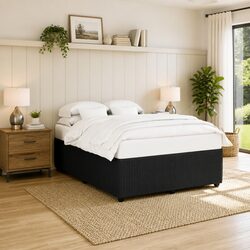 Black Velvet Double Bed Frame with Slat Support