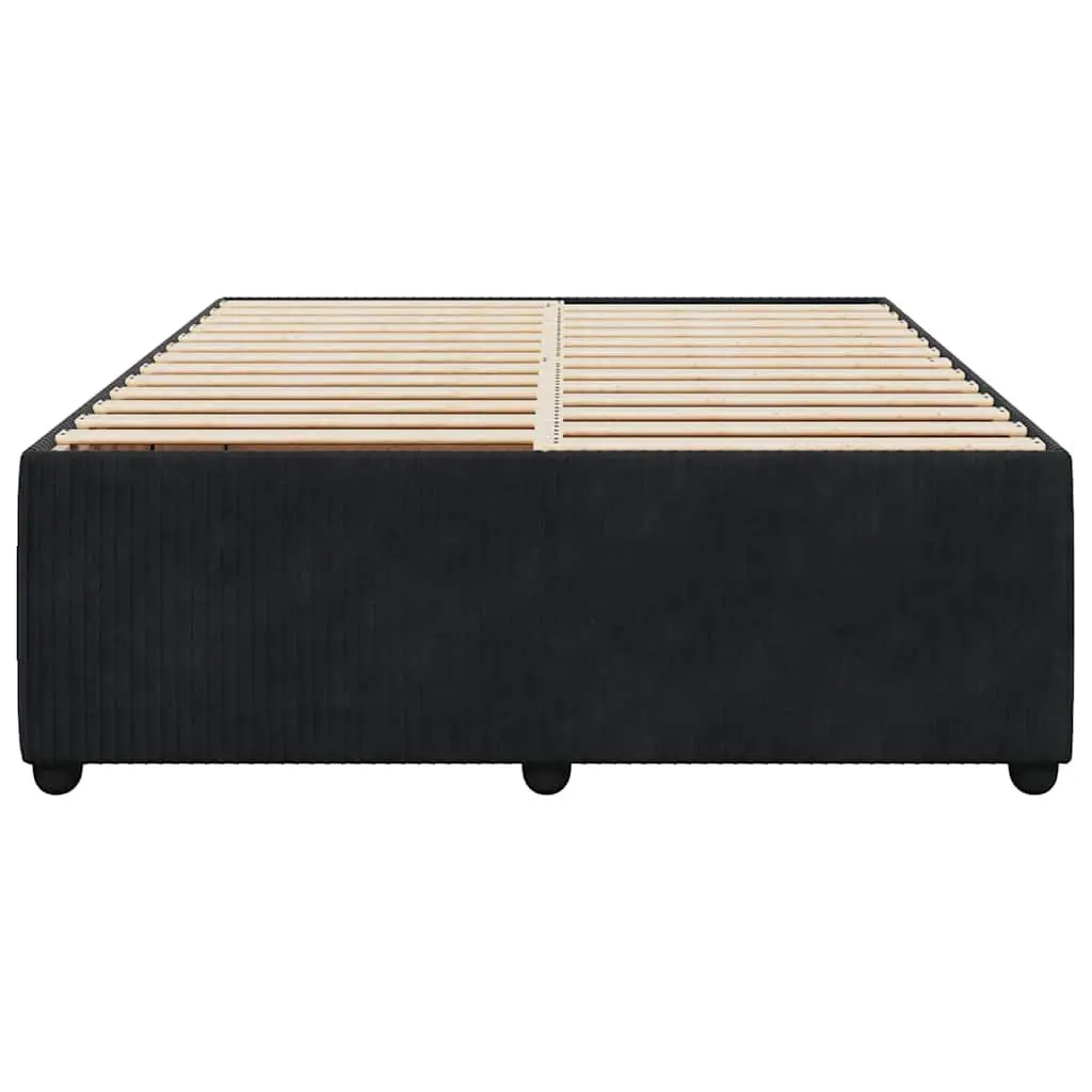 Black Velvet Double Bed Frame with Slat Support