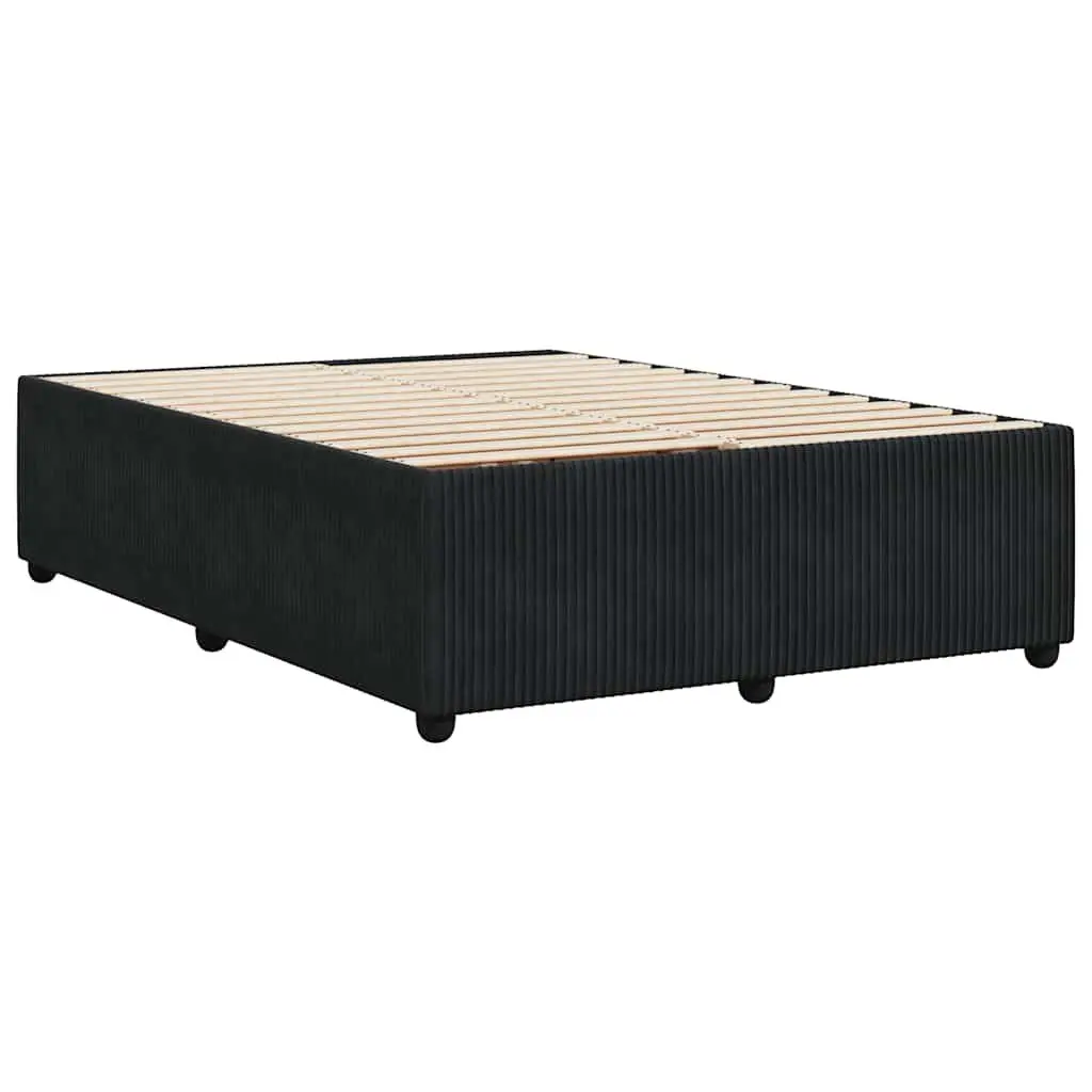 Black Velvet Double Bed Frame with Slat Support