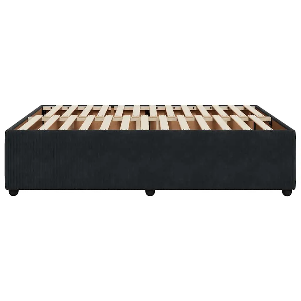 Black Velvet Double Bed Frame with Slat Support