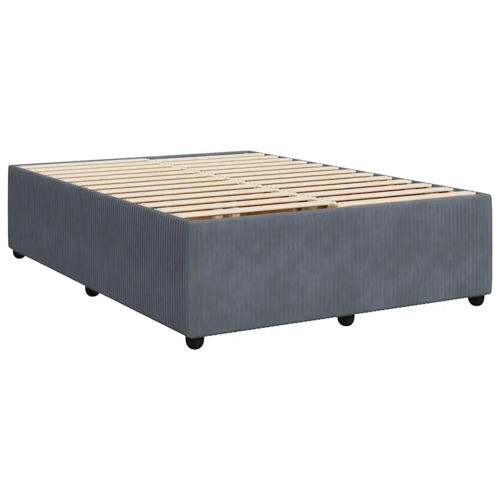 Queen Bed Frame Grey Velvet Upholstered Queen Size Slats Support