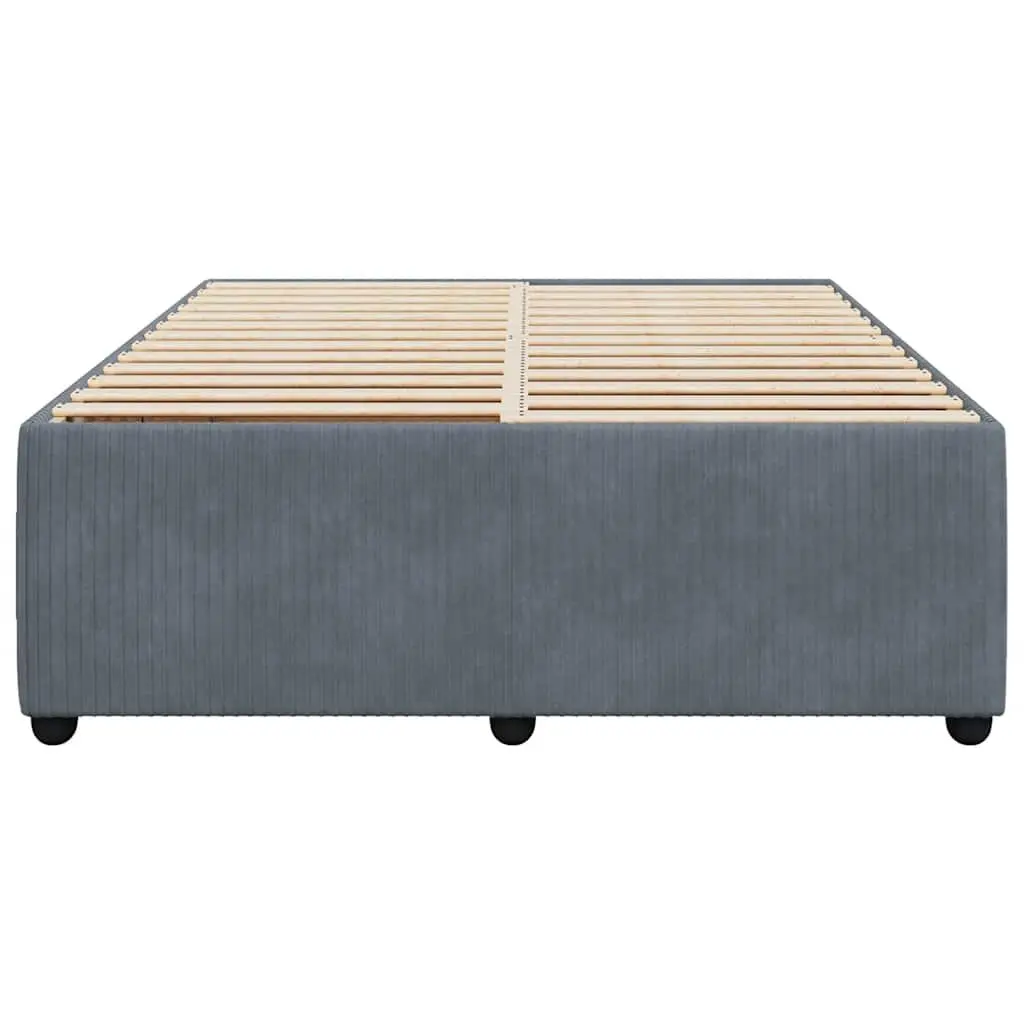 Queen Bed Frame Grey Velvet Upholstered Queen Size Slats Support