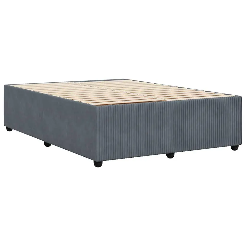 Queen Bed Frame Grey Velvet Upholstered Queen Size Slats Support