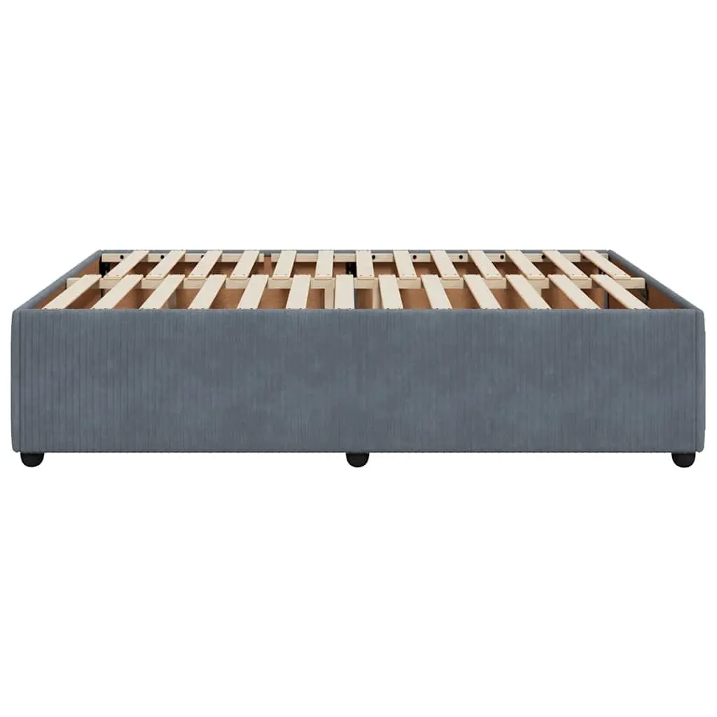 Queen Bed Frame Grey Velvet Upholstered Queen Size Slats Support