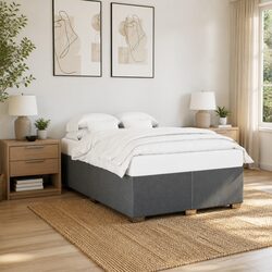 Grey Fabric Box Spring Bed with Pocket Spring Mattress