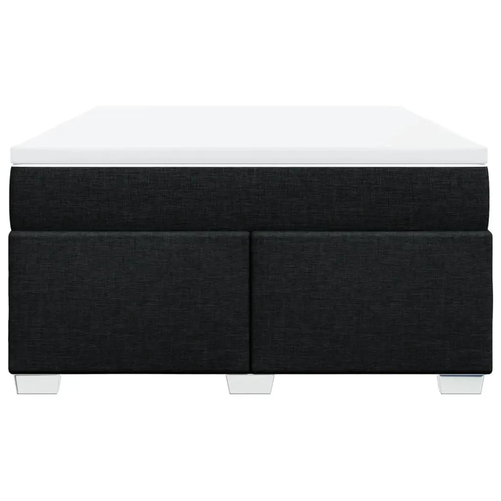 Box Spring Bed Pocket Spring Mattress Double Fabric Frame Slats Support Black