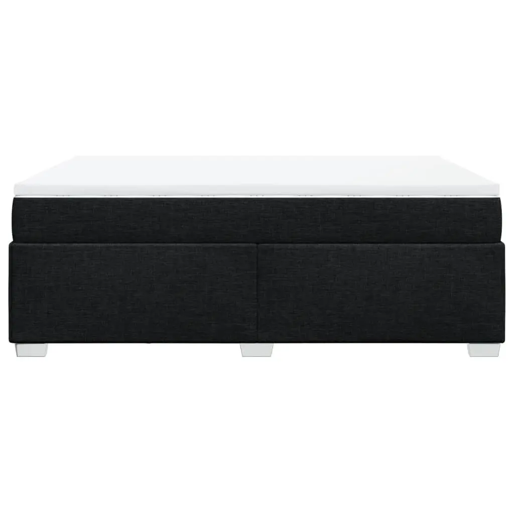 Box Spring Bed Pocket Spring Mattress Double Fabric Frame Slats Support Black