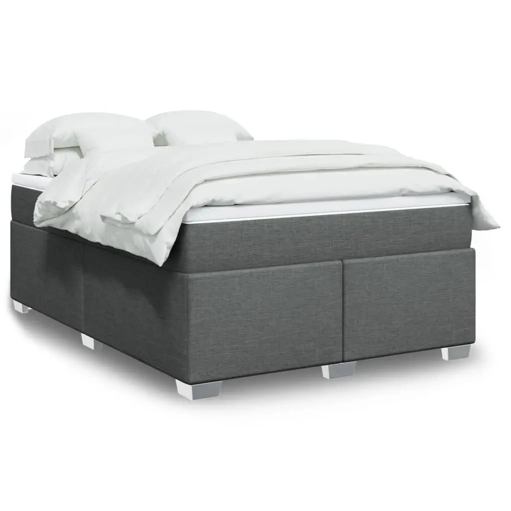 Queen Box Spring Bed Light Grey Fabric Pocket Spring Mattress Topper
