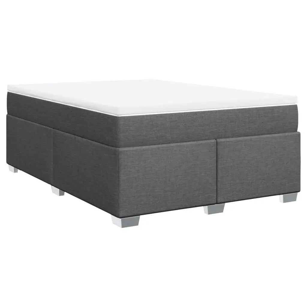 Queen Box Spring Bed Light Grey Fabric Pocket Spring Mattress Topper