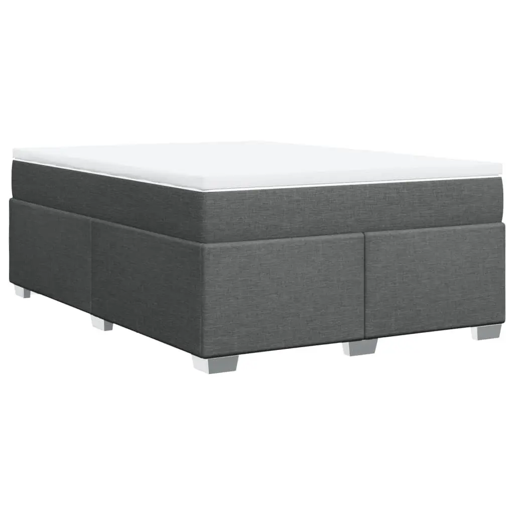 Queen Box Spring Bed Light Grey Fabric Pocket Spring Mattress Topper