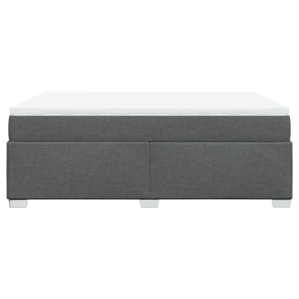 Queen Box Spring Bed Light Grey Fabric Pocket Spring Mattress Topper