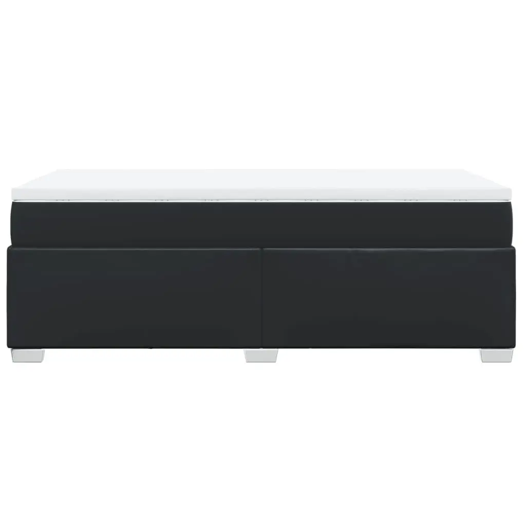 King Single Box Spring Bed Black Faux Leather Frame Pocket Spring Mattress
