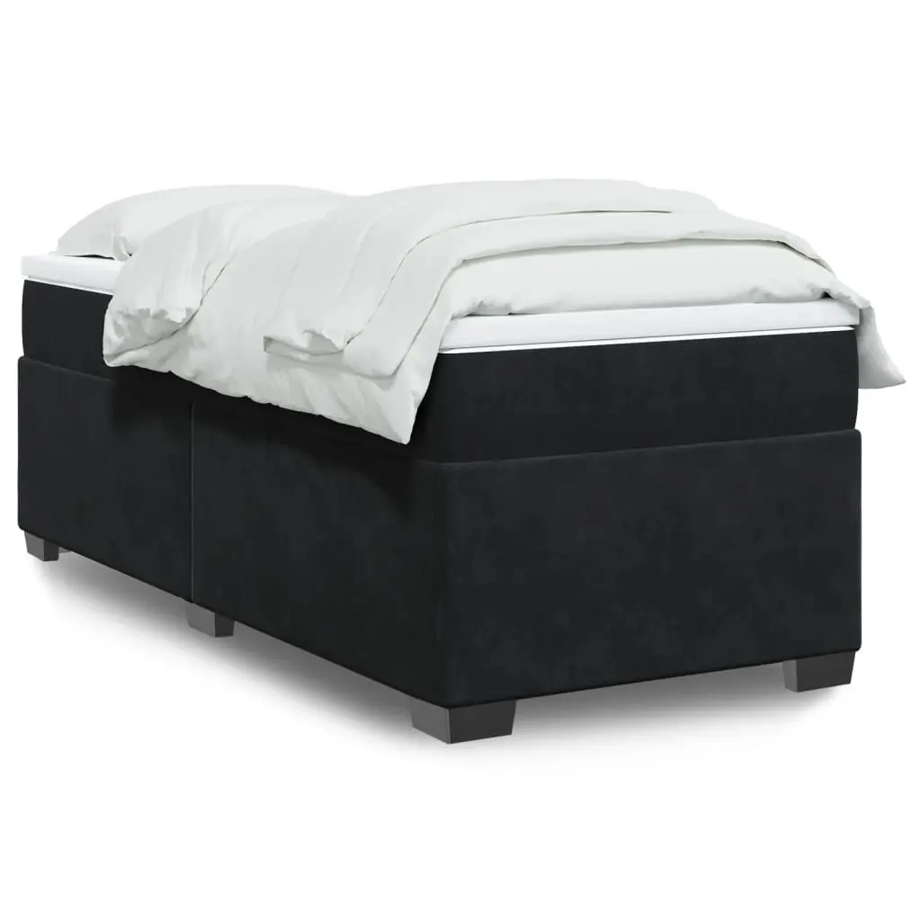 Box Spring Bed Velvet Grey King Single with Pocket Spring Mattress