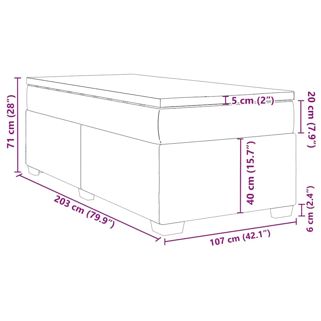 Box Spring Bed Velvet Grey King Single with Pocket Spring Mattress