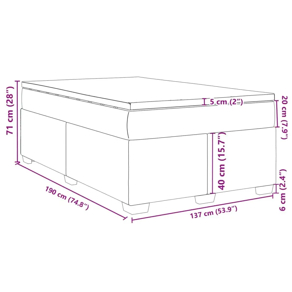 Box Spring Bed Dark Grey Velvet Full Size with Mattress