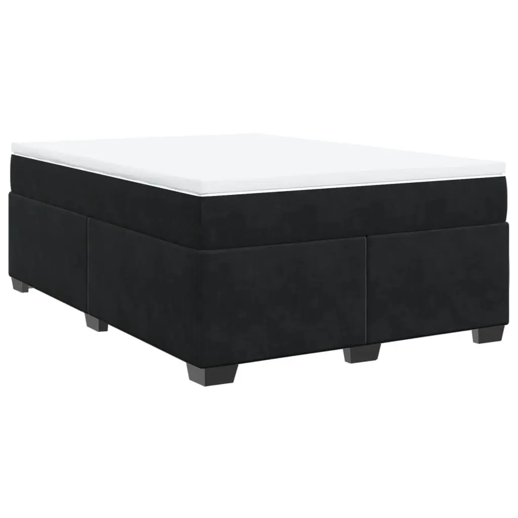 Box Spring Bed Double Velvet Upholstered Frame with Pocket Spring Mattress Grey